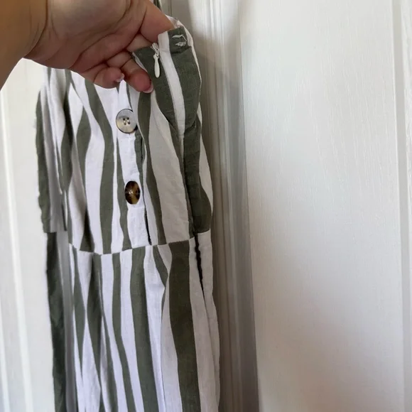 C&C California Olive and White Striped Jumpsuit - Picture 4 of 7